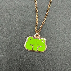 Gold Plated Frog Pendant Signed YUME on Chain